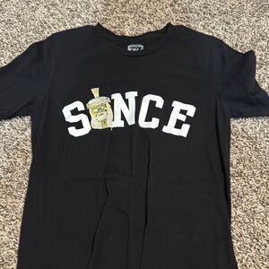 Black and White Short Sleeve Tee with Collegiate Design